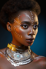 Image showing Beautiful black girl with crystal crown