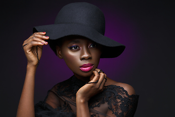 Image showing Beautiful black girl with crystal crown