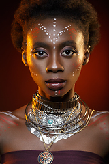 Image showing Beautiful black girl with crystal crown