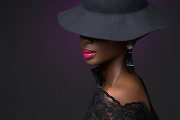 Image showing Beautiful black girl with crystal crown