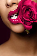 Image showing beautiful woman lips closeup