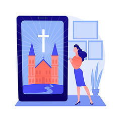 Image showing Online church abstract concept vector illustration.