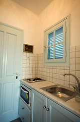 Image showing kitchen in apartment greek islands