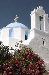 Image showing greek church blue dome