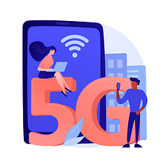 Image showing Mobile phones 5G network abstract concept vector illustration.