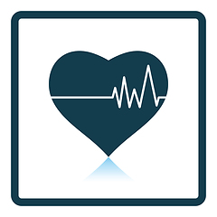 Image showing Icon of Heart with cardio diagram