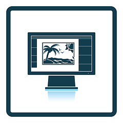 Image showing Icon of photo editor on monitor screen