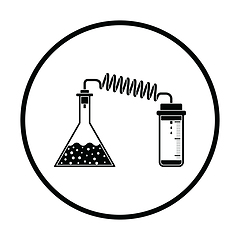 Image showing Icon of chemistry reaction with two flask