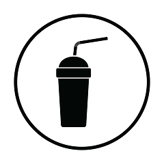 Image showing Disposable soda cup and flexible stick icon