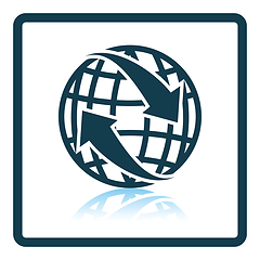 Image showing Icon of Globe with arrows