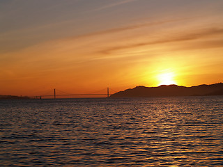 Image showing Sunset Golden Gate Bridge and Bay from Berkeley