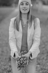 Image showing woman holding leaves