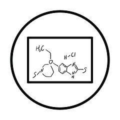 Image showing Icon of chemistry formula on classroom blackboard