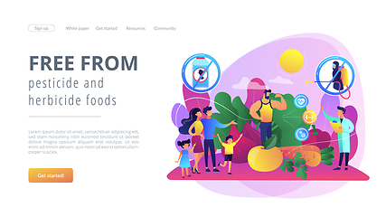 Image showing Free from pesticide and herbicide foods concept landing page.