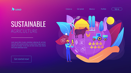 Image showing Sustainable agriculture concept landing page.