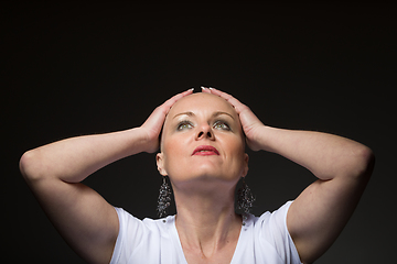 Image showing beautiful woman cancer patient without hair