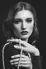 Image showing beautiful girl with pearl necklace