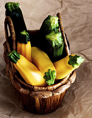 Image showing Fresh Yellow and Green Zucchini