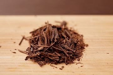 Image showing chocolate chips on wooden board