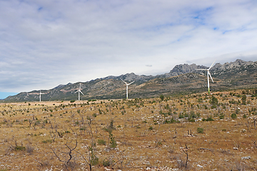Image showing Wind turbines, wind farm, windy area of Croatia