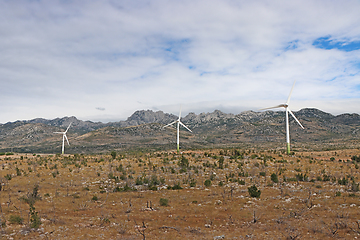 Image showing Wind turbines, wind farm, windy area of Croatia