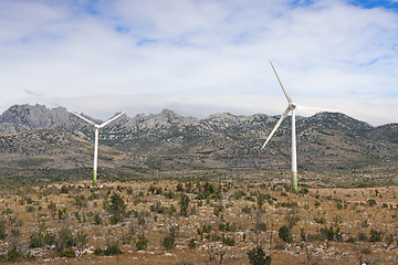 Image showing Wind turbines, wind farm, windy area of Croatia