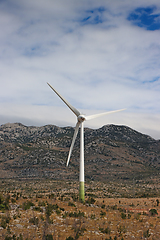 Image showing Wind turbines, wind farm, windy area of Croatia