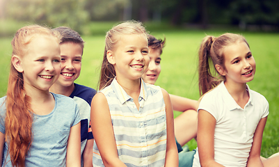 Image showing group of happy kids or friends outdoors