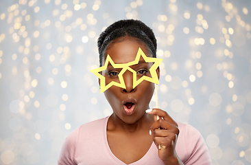 Image showing african american woman with star shaped glasses