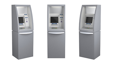 Image showing Set of three atm machines isolated on white