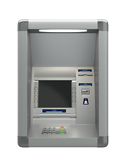 Image showing Atm machine on wall isolated on white background