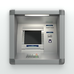 Image showing Atm machine on grey wall 3D illustration