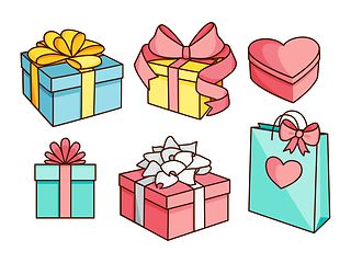 Image showing Doodle set of gift boxes