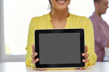 Image showing close up of african american woman with tablet pc