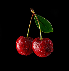 Image showing fresh wet cherries