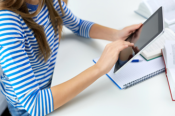 Image showing student girl using tablet pc computer at home