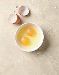 Image showing bowl of raw eggs