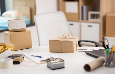 Image showing parcel boxes and packing stuff at post office