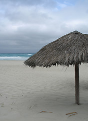 Image showing parasol on the empty beach