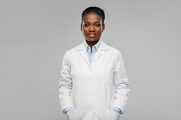 Image showing happy african american female doctor or scientist