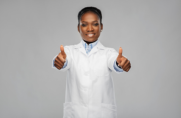 Image showing african american female doctor showing thumbs up