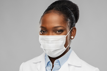 Image showing african american female doctor in facial mask