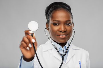 Image showing african american female doctor with stethoscope