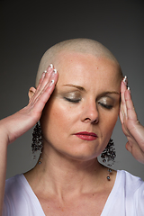 Image showing beautiful woman cancer patient without hair