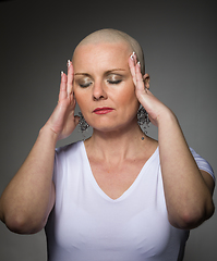 Image showing beautiful woman cancer patient without hair