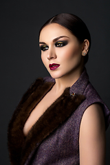 Image showing beautiful young woman with dark makeup