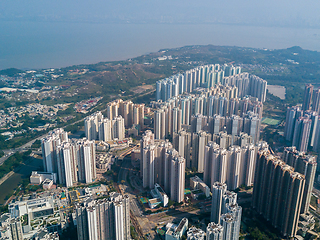 Image showing Top view of skyline in Hong Kong city