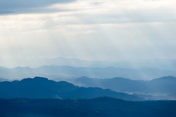 Image showing Mountain and sunset