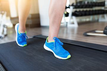 Image showing Woman training on treadmill