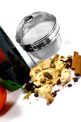 Image showing wine, dried fruits, spices